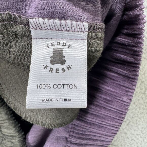 Teddy Fresh Hoodie Mens M Colorblock Henley Corduroy Pullover Cotton - Picture 6 of 8